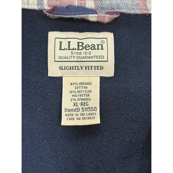 L.L. Bean Slightly Fitted Flannel Shirt Plaid 511550 Organic Cotton Mens XL-REG - Picture 3 of 6